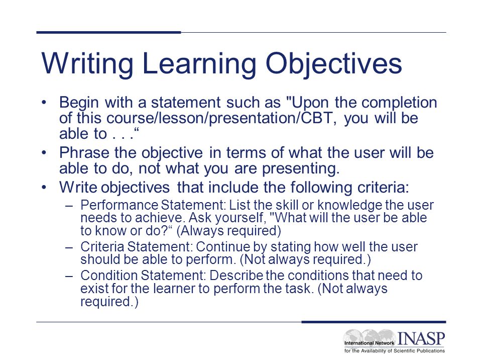 writing a course objective